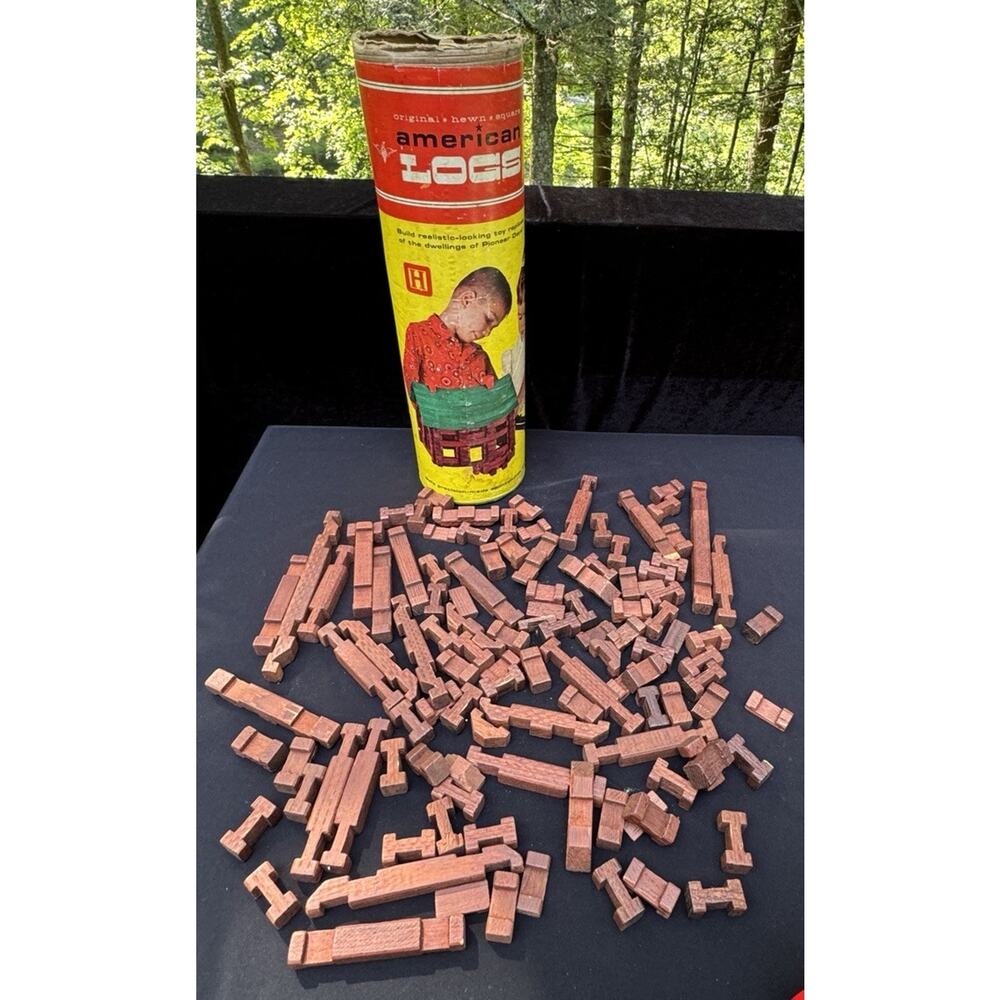 Vintage Halsam Original Hewn American Logs In Original Container #820